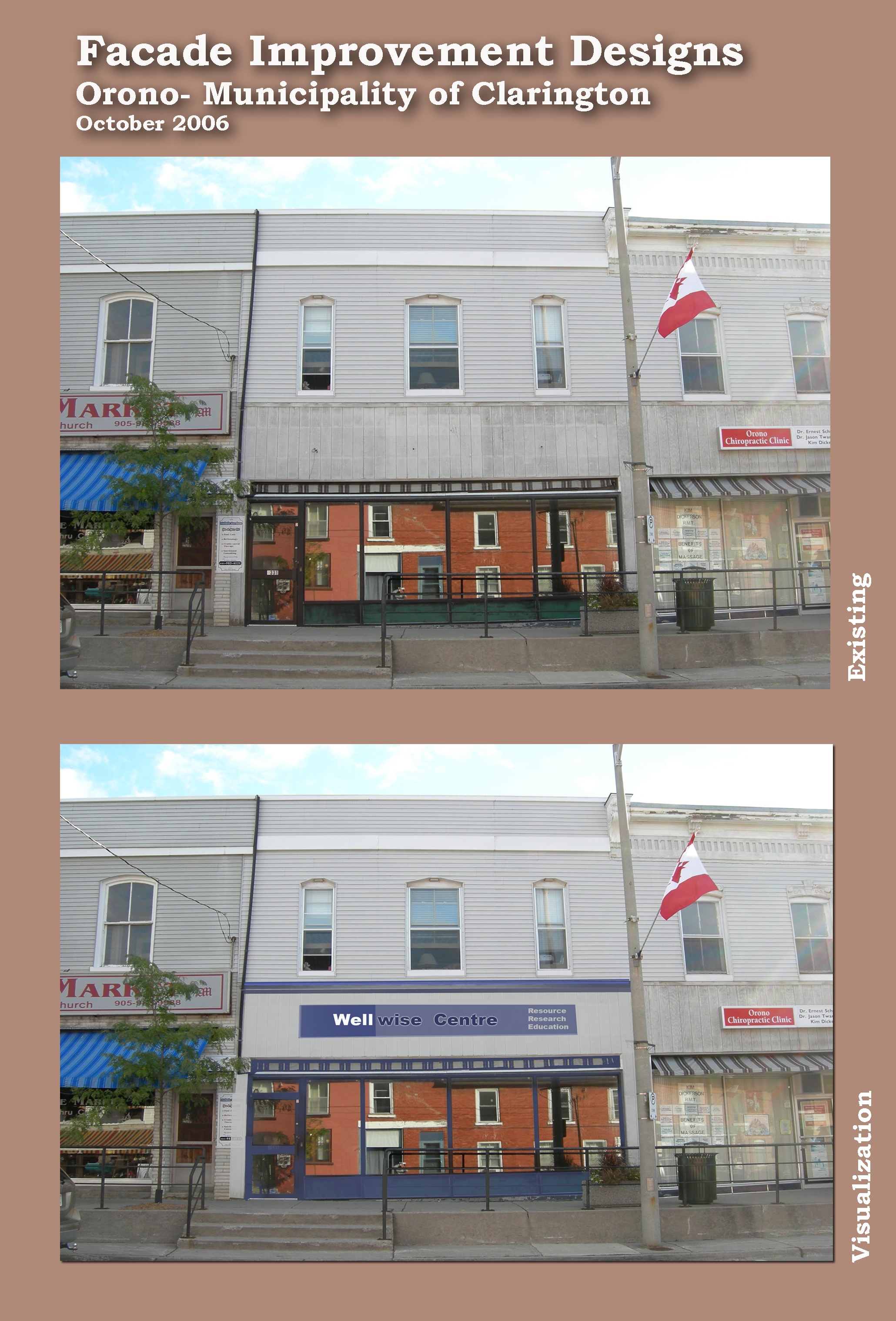 Façade Improvement Wellwise, Orono, before and after