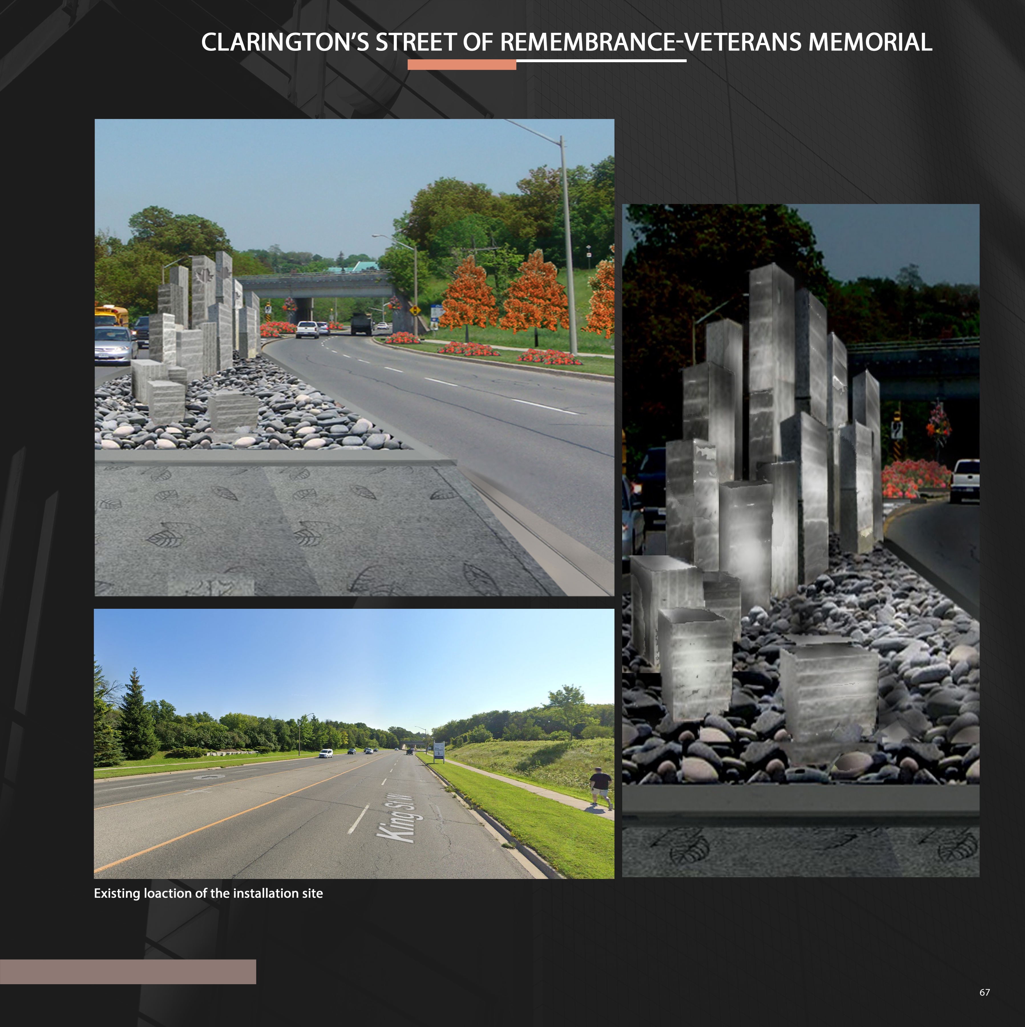 Clarington's Street of Remembrance veterans' memorial concept