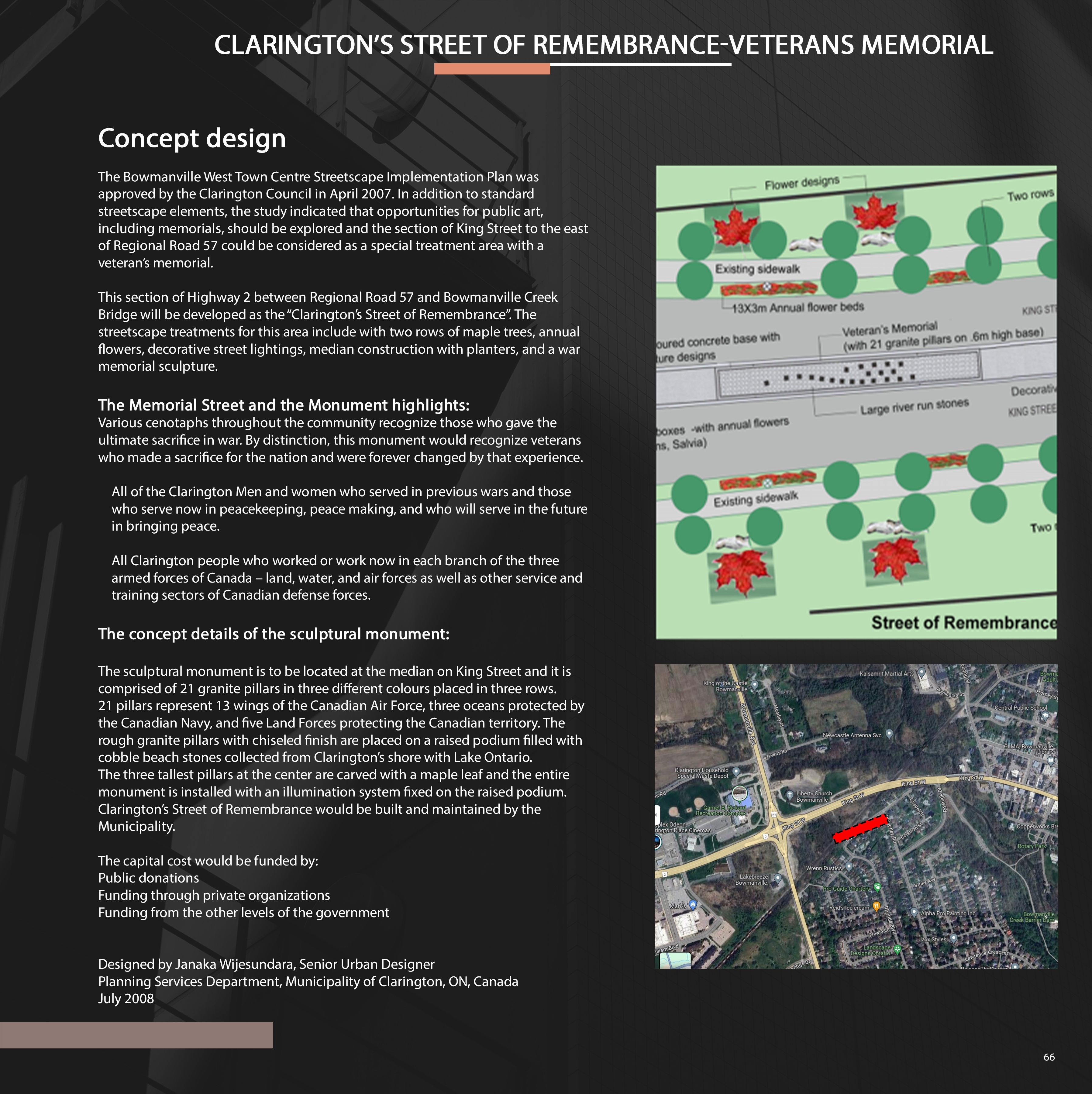 Clarington's Street of Remembrance sculptural monument
